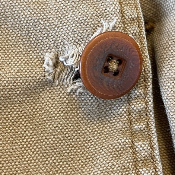 Vintage L.L .Bean Chore Jacket Coat Size LT Beige Wool Blend Button In Lining - Picture 14 of 14